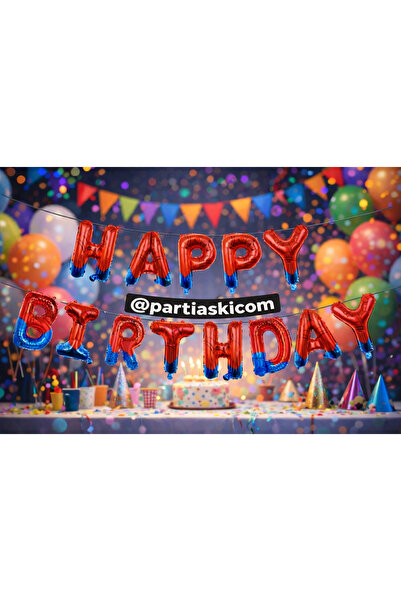 PARTİ AŞKI Örümcek Adam Happy Birthday Balon Seti & Erkek Çocuk Spider Man Do...