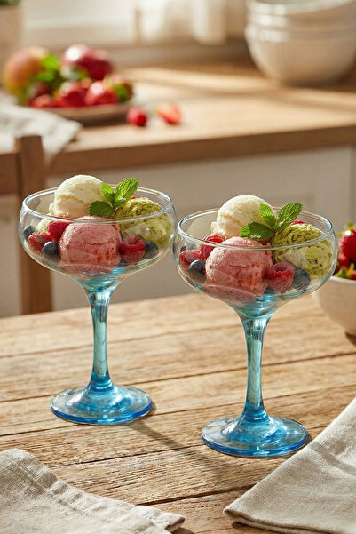 Rakle Marseille Set of 4 Cup Ice Cream Bowls Blue-Turquoise 270 Cc