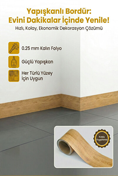 FixCaps Kendinden Yapışkanlı Duvar ve Süpürgelik Bordürü 10 cm x 5mt.