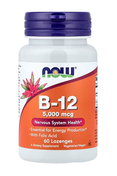 Now Foods Supplements, Vitamin B-12 5,000 mcg, With Folic Acid, Nervous Syste...