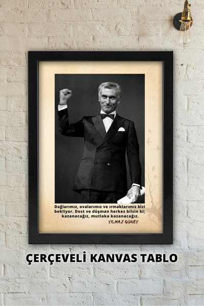 Yılmaz Güney Words and Quotes / Framed Canvas Fabric Table (30x40 cm)