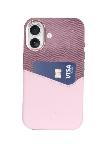 WATCHOFROYAL Nova iPhone 16 Leather Card Holder Phone Case Pink