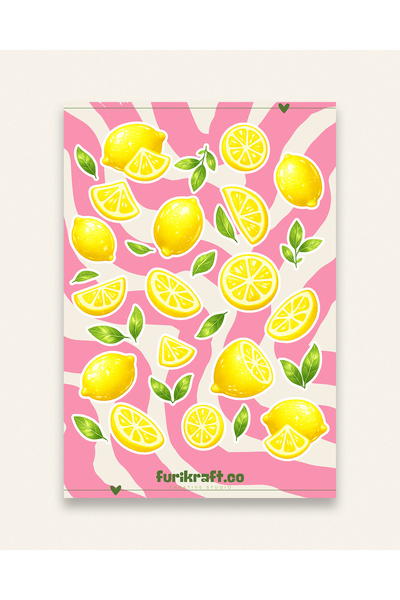 furikraft.co "Limon" Konseptli Sticker Seti Bullet Journal, Scrapbook, Junk J...