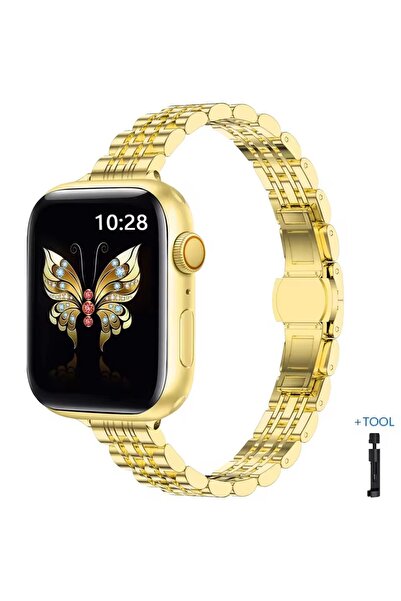 Alstrap Apple Watch 12-11-10 42mm 6 7 8 9 Se Uyumlu 38/40/41 Mm Paslanmaz Çel...