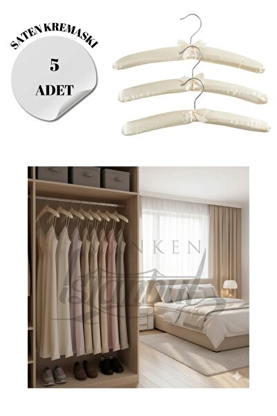 Manken İstanbul Κρεμάστρα ρούχων από σατέν ποιότητας 5 τεμαχίων Κρεμάστρα παλ...