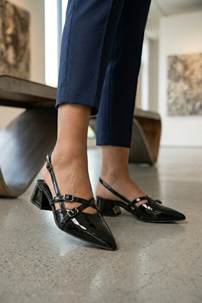 Genel Markalar Arkası Açık Sivri Burunlu Kısa Topuk Günlük Babet Kadın Topukl...