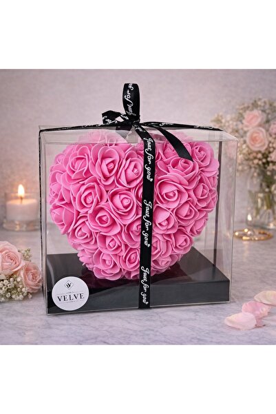 velve Aranjament floral tip Inima, cu trandafiri din spuma, realizat hand-mad...