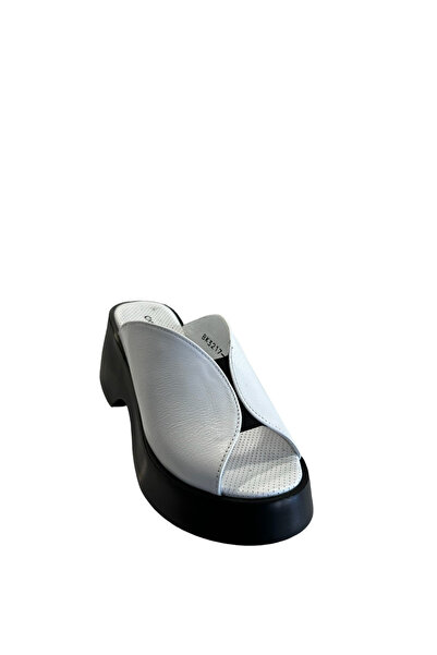 Castle Black 42614 Γυναικείες καλοκαιρινές παντόφλες από γνήσιο δέρμα Λευκό