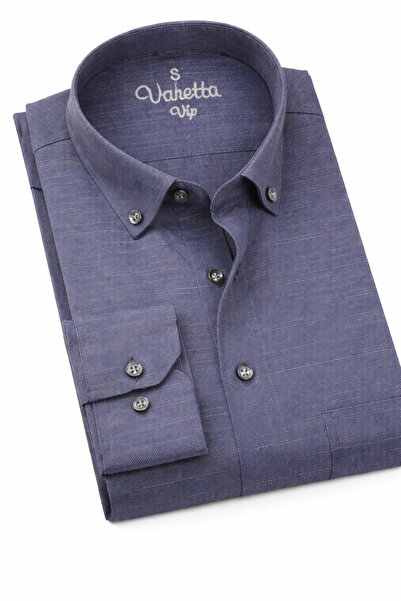 Varetta Cămașă pentru bărbați, mov închis, cu mânecă lungă, bumbac cu in efec...