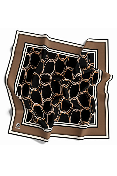 VİOLLA Twill Halka Desenli Bej Renkli 90x90 Eşarp (İpek İçermez) Kenar Dikiş ...