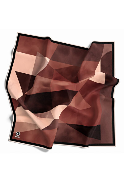 VİOLLA Twill Geometrik Desenli Gül Kurusu Renkli 90x90 Eşarp (İpek İçermez) D...
