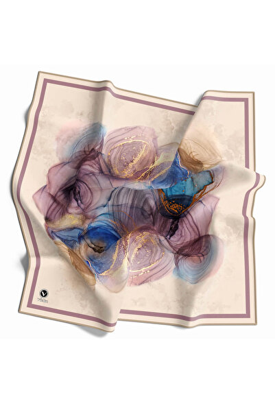 VİOLLA Twill Helezon Batik Desenli Lila Renkli 90x90 Eşarp (İpek İçermez) Dik...