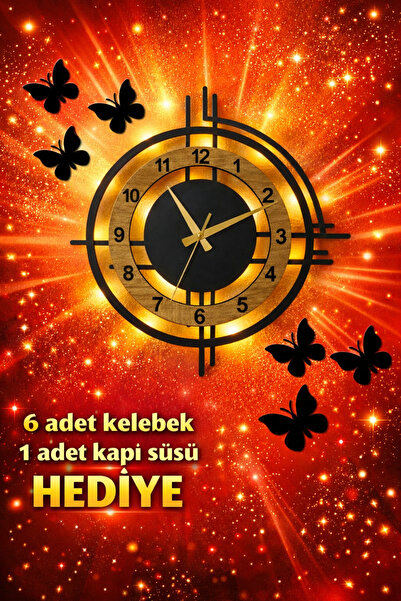 Blackdekor Sonoma Renkli Led Işıklı Duvar Saati | Modern Ve Şık 50 Cm Dekorat...