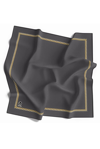 VİOLLA Twill Kenar Motifi Zincir Desenli Füme Renkli 90x90 Dikim Şekli : El D...