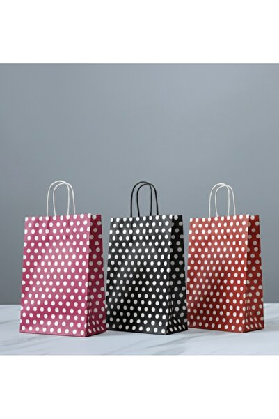 aybaş kağıtçılık 1.Kalite 18x24 Cm 3'Lü Set Beyaz Benekli Kraft Kağıt Çanta,H...
