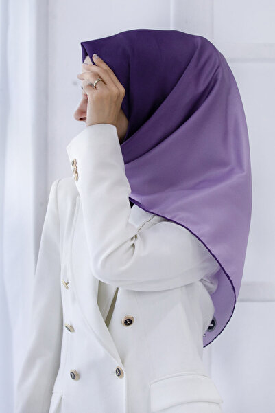 VİOLLA Twill Degrade Desenli Lila Renkli 90x90 Eşarp (İpek İçermez) Dikim Şek...