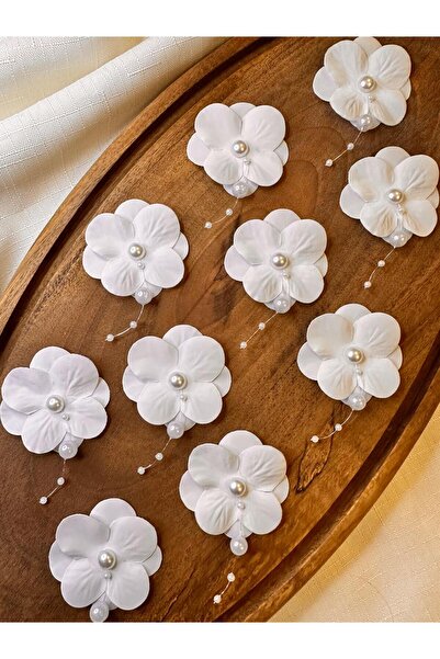 Kara Art Sarkıt İncili Ortanca yapay Hazır Çiçek -20 Adet- Beyaz Islak Dokulu