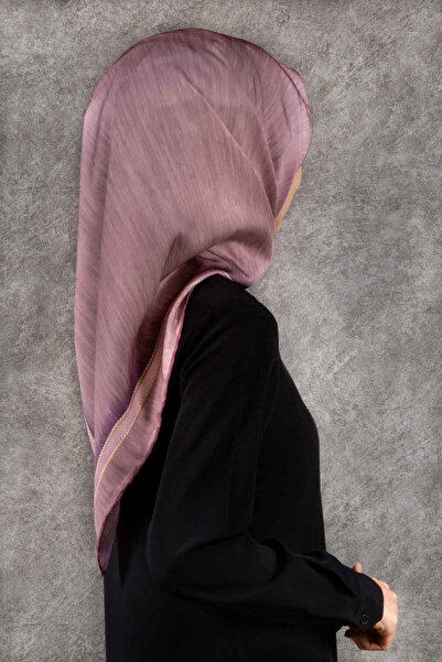 VİOLLA Twill Efektli Bordür Desenli Pudra Renkli 90x90 Eşarp (İpek İçermez) D...