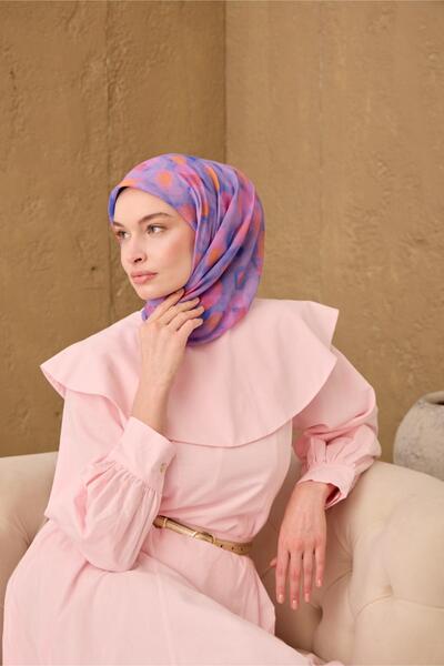 Silk Home وشاح قطني ناعم رقيق باللون الأرجواني والوردي والبرتقالي مع نمط مسام...