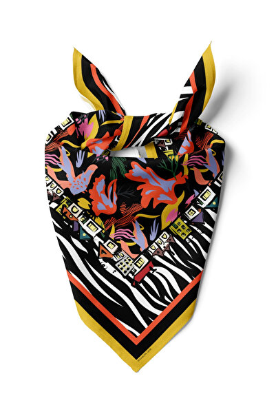 Modabutik C31 Kadın Zebra Siyah Beyaz Home Desenli 50x50 Bandana