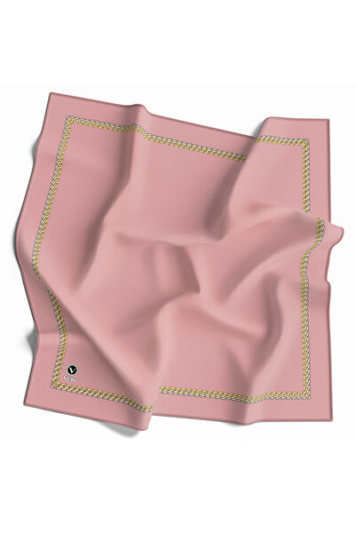 VİOLLA Twill Kenar Motifi Zincir Desenli Düz Pudra Renkli 90x90 Dikim Şekli :...