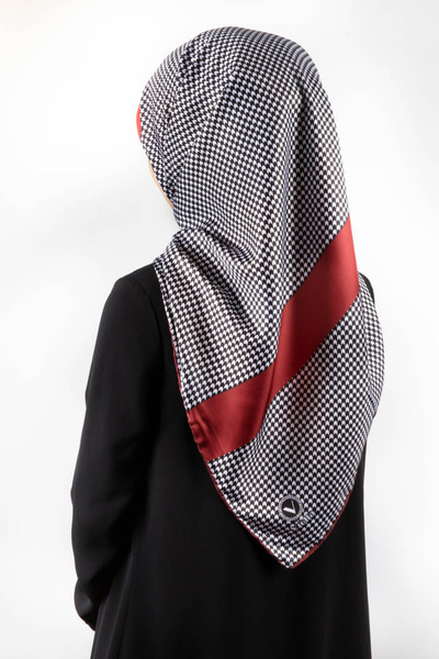 VİOLLA Twill Kazayaklı Şerit Desenli Bordo Renkli 90x90 Eşarp (İpek İçermez) ...