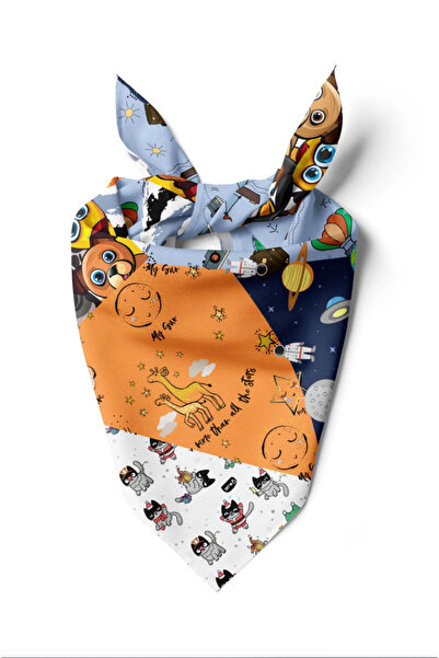 Modabutik H39 Özel Üretim Dog Desenli Köpek Bandanası Turuncu 50x50 DG2072