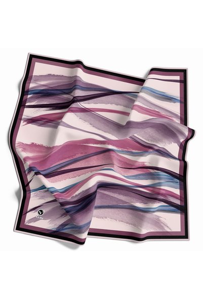 VİOLLA Twill Fırça Desenli Gül Kurusu - Sirke Renkli 90x90 Eşarp (İpek İçerme...