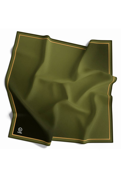 VİOLLA Twill Degrade Desenli Haki Renkli 90x90 Eşarp (İpek İçermez) Kenar Dik...