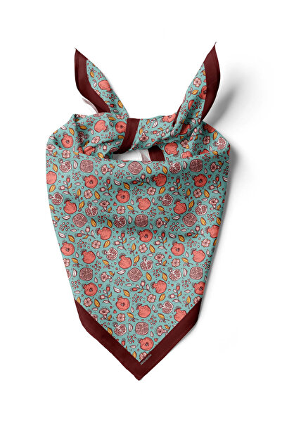 Modabutik Kadın Açık Mavi Küçük Nar Desenli 50x50 Bandana DG0736