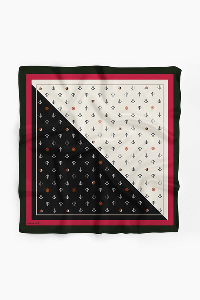 Modabutik B55 Kadın Marinover Desenli 50x50 Bandana DG01488-22