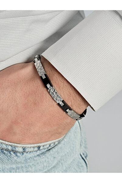 FERRO Gümüş ve Siyah Çelik Takı FRJ10036-J