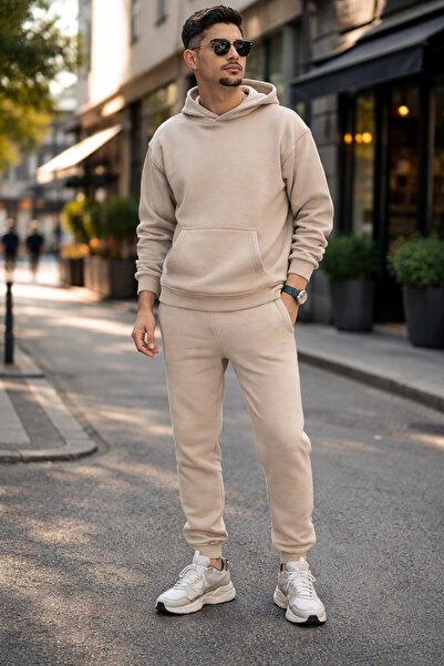 Souris Ανδρικό σετ αθλητικής φόρμας άνετης εφαρμογής με 3 κλωστές χοντρό χειμ...