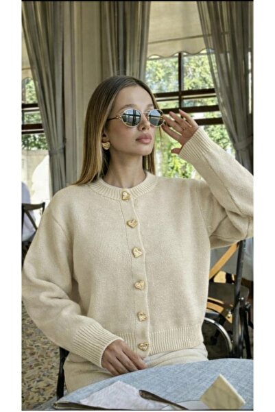 orjinal blue b KALP DÜĞME DETAYLI KADIN TRİKO HIRKA