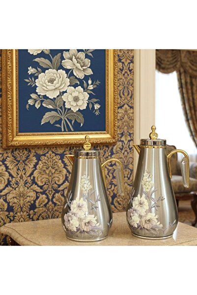 Louvre "Royal Flowers" silver thermos set with a classic design