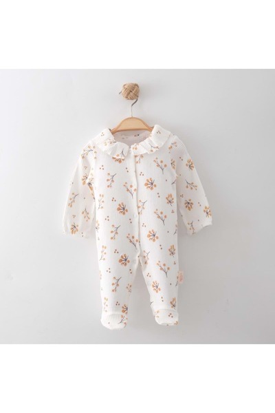 Necix's Ecru Ruffled Collar Jumpsuit with Booties