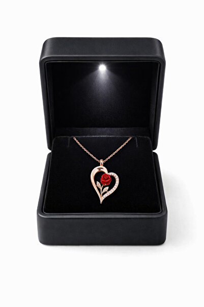 ÇEKİRDEK JEWELRY 925 Ayar Gümüş Zirkon Taşlı Kalbimin Gülü Kolye Özel Işıklı ...
