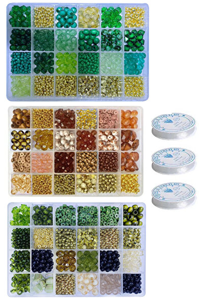 By MO Accessories Set de 3 cutii de mărgele pentru realizarea de bijuterii cu...