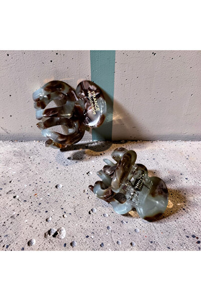 Xui Trend Marka (yho) Kemik Asetat Mandal Toka/ Mini 2 Adet Bej Kahverengi Me...