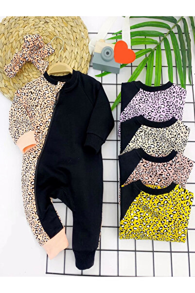 Baby Dolap 3-6-9-12 شهرًا باندانا ليوبارد منقوشة بسحاب إغلاق رومبير للفتيات ا...