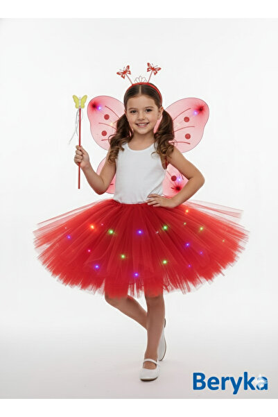 Beryka LED Işıklı Kelebekli Çocuk Kostümü - 4 Parça
