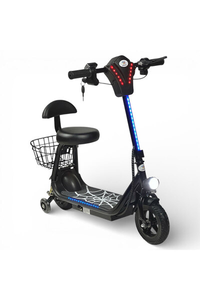 ALBADER سكوتر كهربائي للأطفال بجهد 36 فولت، مزود بمقعد، وأضواء LED، وعجلات تد...