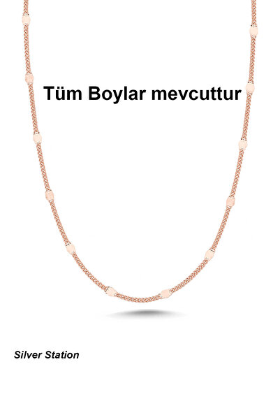 Silver Station Rose Renk Gümüş Kolye Pullu Zincir 40-45-50-55-60-75 cm