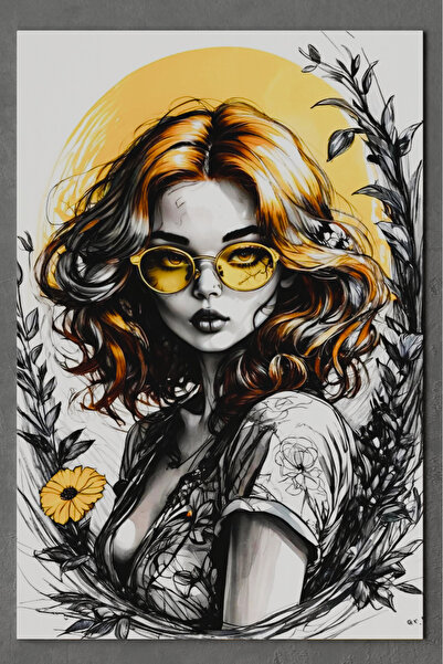 - Yellow Fade - Özel Tasarım Modern Dekoratif Kanvas Tablo Salon Duvar Dekoru