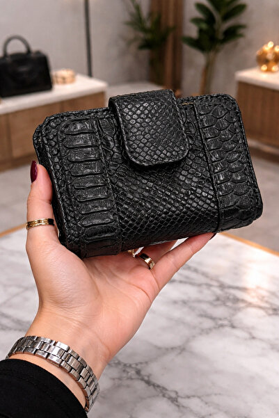 GK GAMZELİRENKLERİM LUXURY FASHION&ACCESSORIES Snake Skin Magnetic Luxury Wal...
