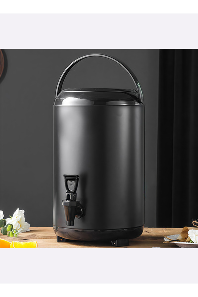 Generic دلو شاي/حليب أسود مزدوج العزل مصنوع من الفولاذ المقاوم للصدأ - سعة 4 ...