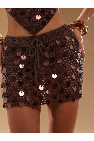 JANES Women's Tasseled Knitwear Pareo Skirt