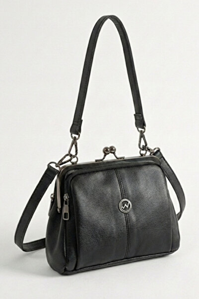 By Hakan TN-206 BURSLU KADIN OMUZ ÇANTASI KLİPSLİ EL ÇANTASI ÇAPRAZ ÇANTA SİYAH