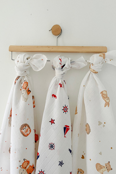 COOLMINIES طقم بطانية موسلين 3 قطع - بطانية أطفال حديثي الولادة، 100% قطن، 80...