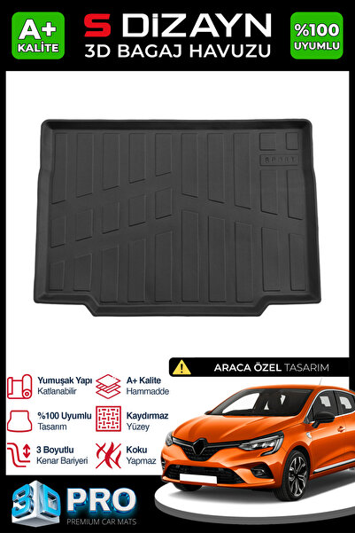 S Dizayn S-Dizayn Renault Clio 5 3D Pro Bagaj Havuzu 2019 Üzeri A+ Kalite 3BH...